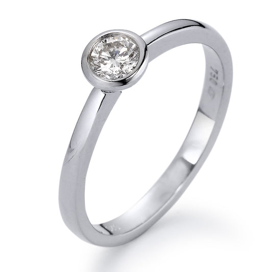 Solitär Ring 750/18 K Weissgold Diamant weiss, 0.20 ct, Brillantschliff, w-si