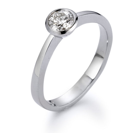 Solitär Ring 750/18 K Weissgold Diamant weiss, 0.33 ct, Brillantschliff, w-si