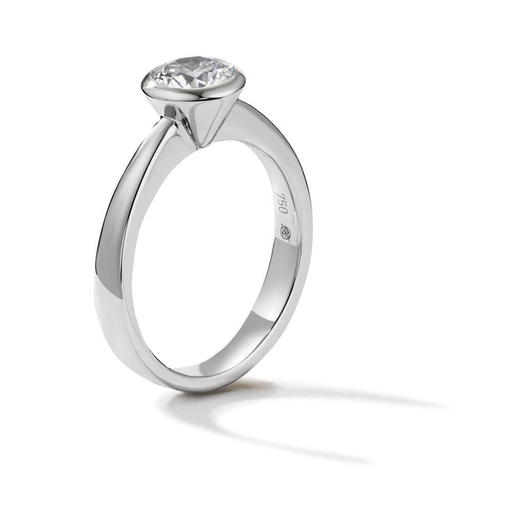 Solitär Ring 750/18 K Weissgold Diamant weiss, 0.75 ct, Brillantschliff, w-si, IGA