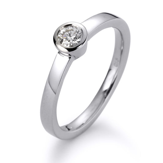 Solitär Ring 750/18 K Weissgold Diamant weiss, 0.25 ct, Brillantschliff, w-si