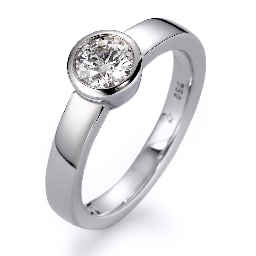 Solitär Ring 750/18 K Weissgold Diamant weiss, 0.50 ct, Brillantschliff, w-si