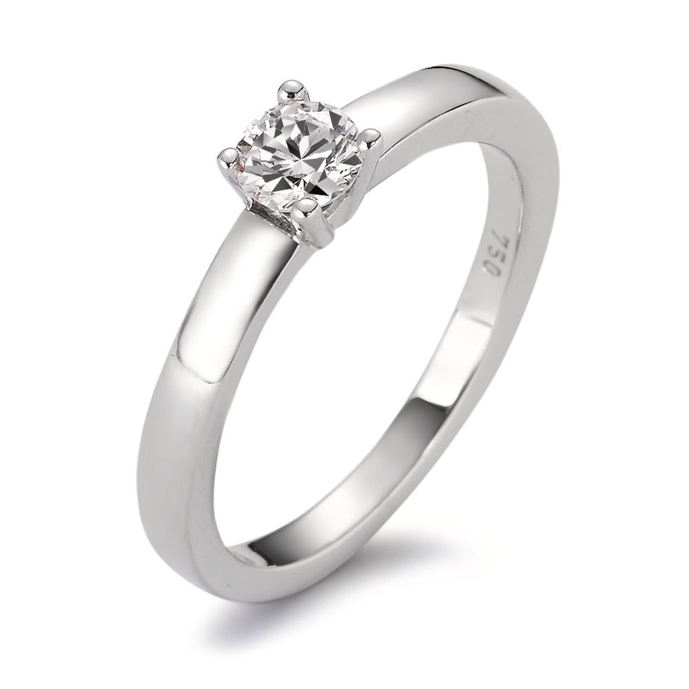 Solitär Ring 750/18 K Weissgold Diamant weiss, 0.33 ct, Brillantschliff, w-si