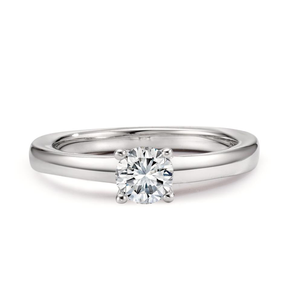 Solitär Ring 750/18 K Weissgold Diamant weiss, 0.50 ct, Brillantschliff, w-si, IGI