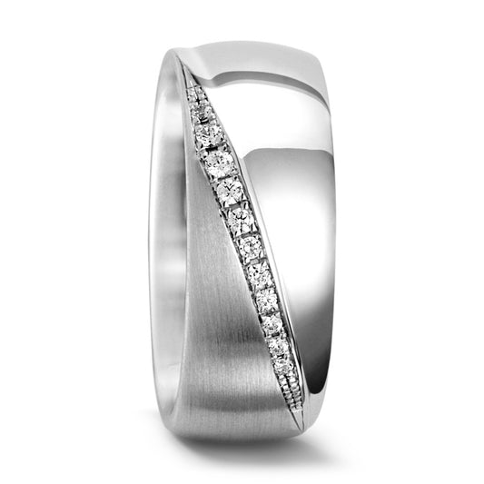 Partnerring 750/18 K Weissgold Diamant 0.086 ct, 11 Steine, tw-vsi