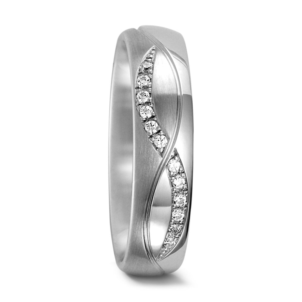 Partnerring 750/18 K Weissgold Diamant 0.06 ct, 12 Steine, tw-vsi