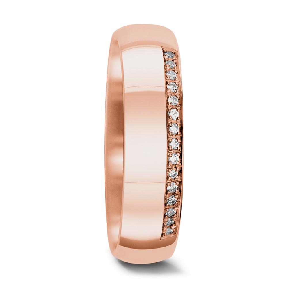 Partnerring 750/18 K Rosegold Diamant 0.075 ct, 15 Steine, tw-vsi