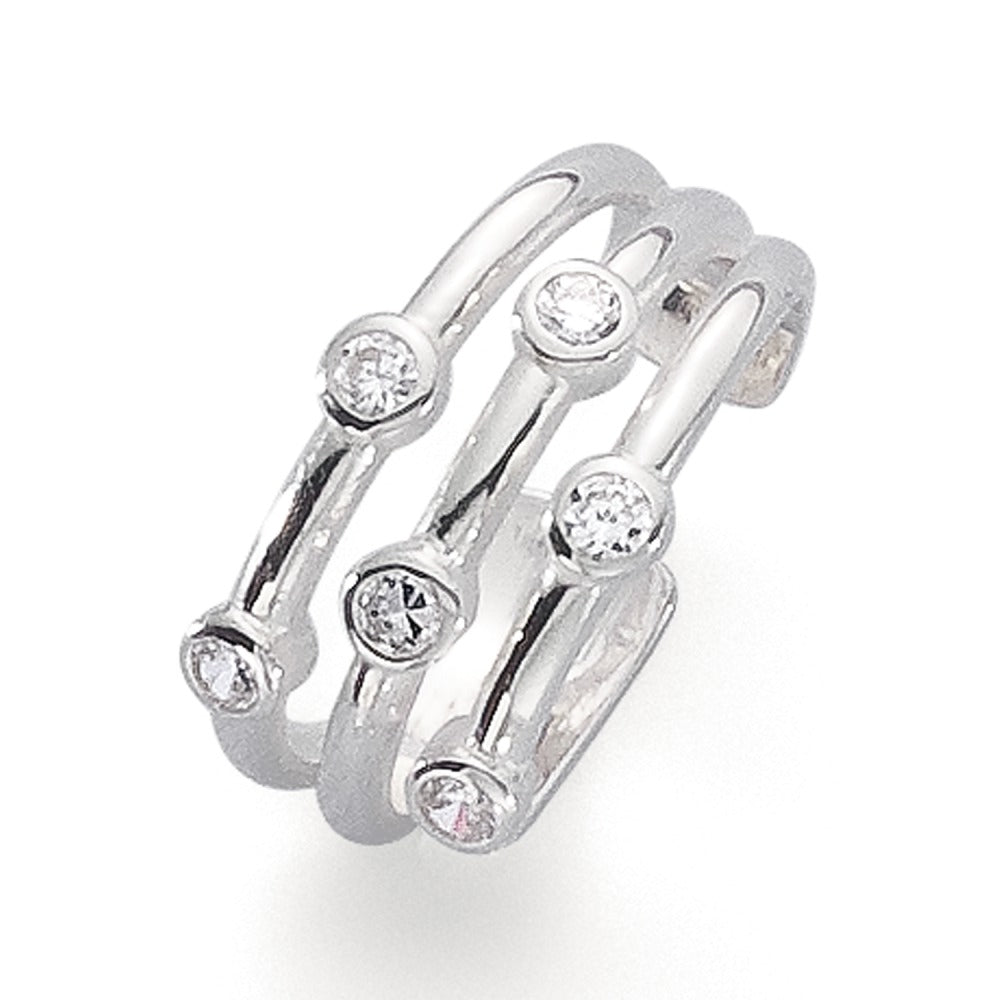 Zehenring Silber Zirkonia weiss, 6 Steine