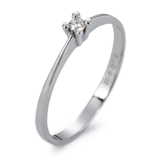 Solitär Ring 750/18 K Weissgold Diamant weiss, 0.04 ct, si rhodiniert