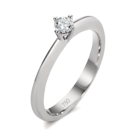 Solitär Ring 750/18 K Weissgold Diamant weiss, 0.15 ct, si rhodiniert