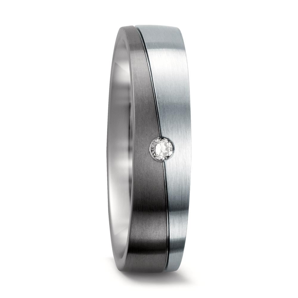 Partnerring Titan, Edelstahl Diamant 0.03 ct, w-si