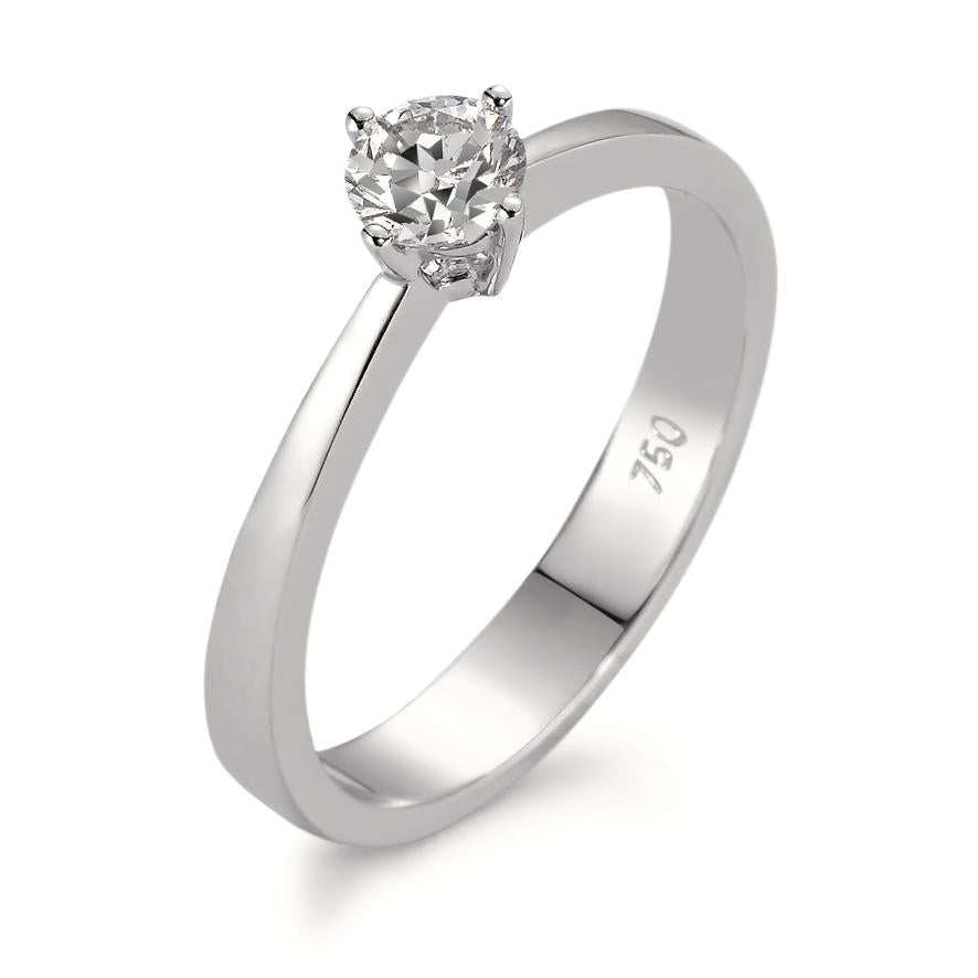 Solitär Ring 750/18 K Weissgold Diamant weiss, 0.30 ct, w-si rhodiniert