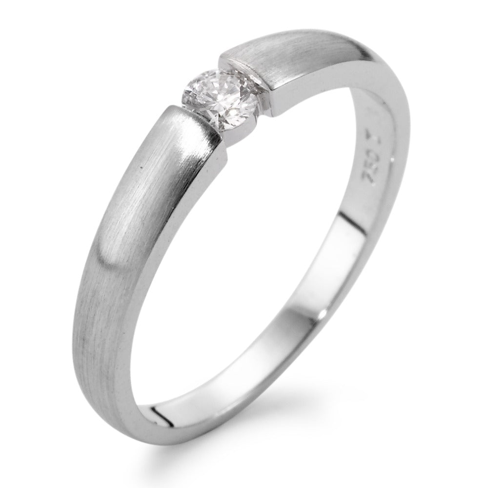 Solitär Ring 750/18 K Weissgold Diamant 0.15 ct, w-si