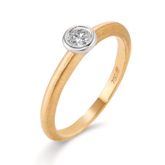 Solitär Ring 750/18 K Gelbgold, 750/18 K Weissgold Diamant 0.10 ct, w-si