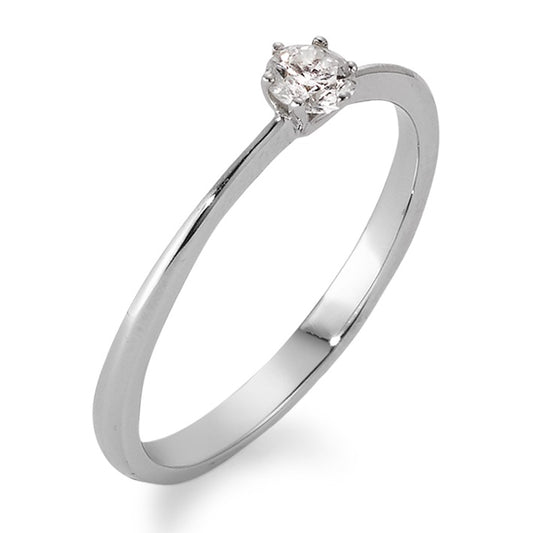 Solitär Ring 750/18 K Weissgold Diamant 0.09 ct, w-si