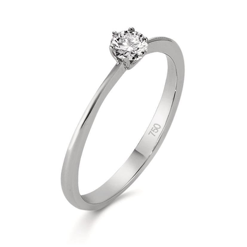 Solitär Ring 750/18 K Weissgold Diamant 0.20 ct, w-si