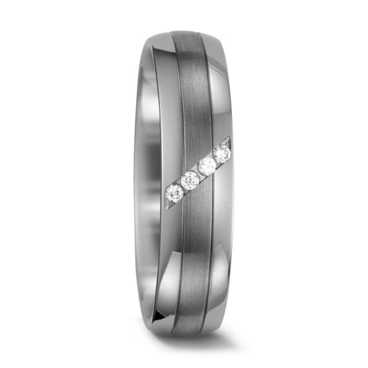 Partnerring 950 Palladium, 500 Palladium Diamant weiss, 0.04 ct, 4 Steine, w-si