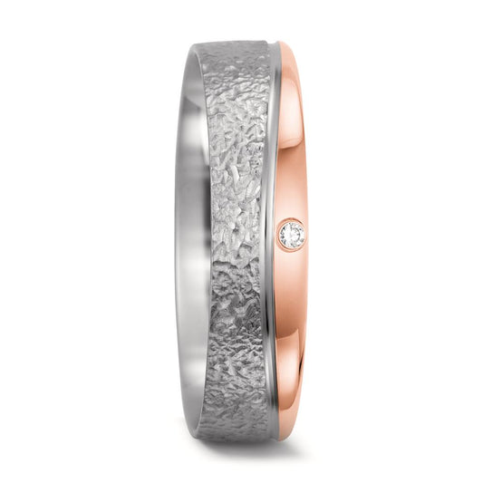 Partnerring 750/18 K Weissgold, 750/18 K Rosegold Diamant 0.015 ct, tw-si