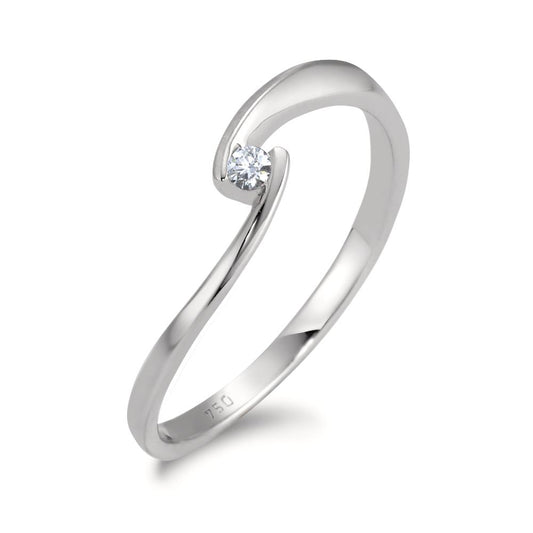 Solitär Ring 750/18 K Weissgold Diamant weiss, 0.04 ct, Brillantschliff, w-si