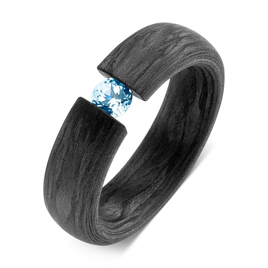 Fingerring Carbon Topas blau