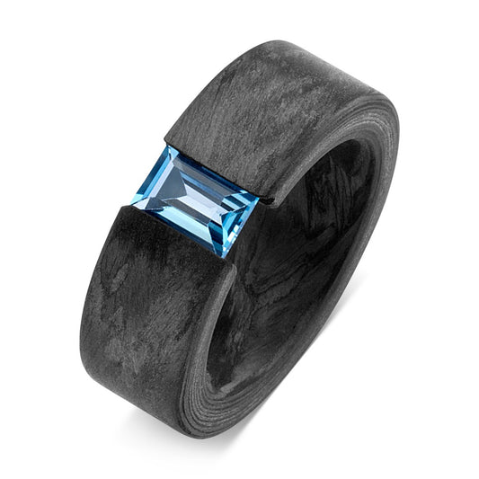 Fingerring Carbon Topas blau