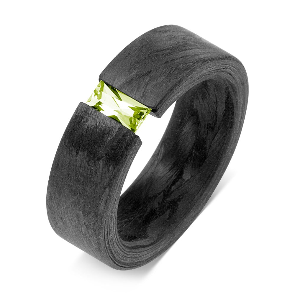 Fingerring Carbon Peridot grün