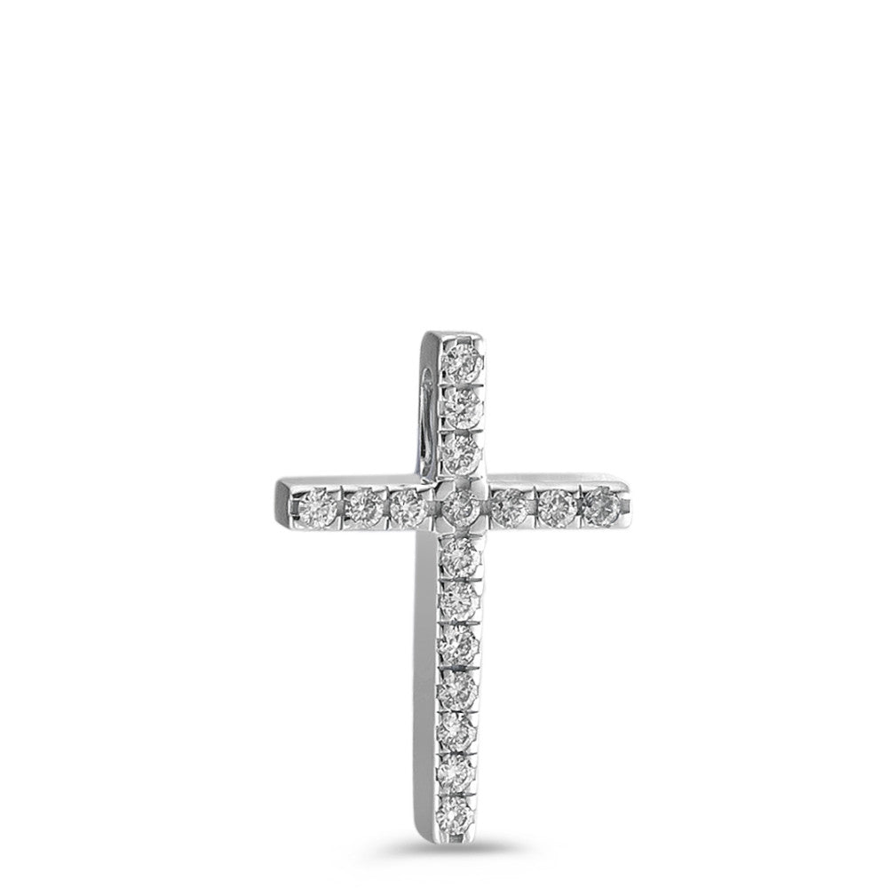 Anhänger 750/18 K Weissgold Diamant weiss, 0.10 ct, 17 Steine, Brillantschliff, w-si Kreuz