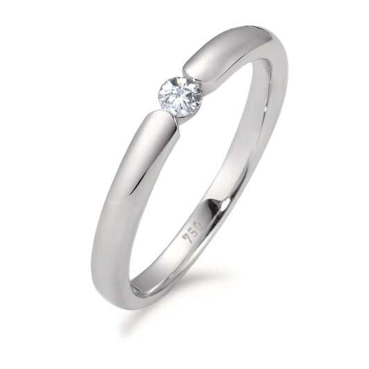 Solitär Ring 750/18 K Weissgold Diamant weiss, 0.08 ct, Brillantschliff, w-si