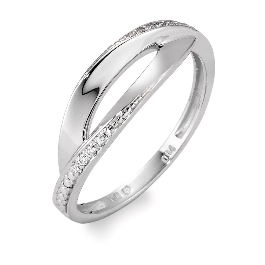 Fingerring 750/18 K Weissgold Diamant weiss, 0.04 ct, 10 Steine, Brillantschliff, w-si