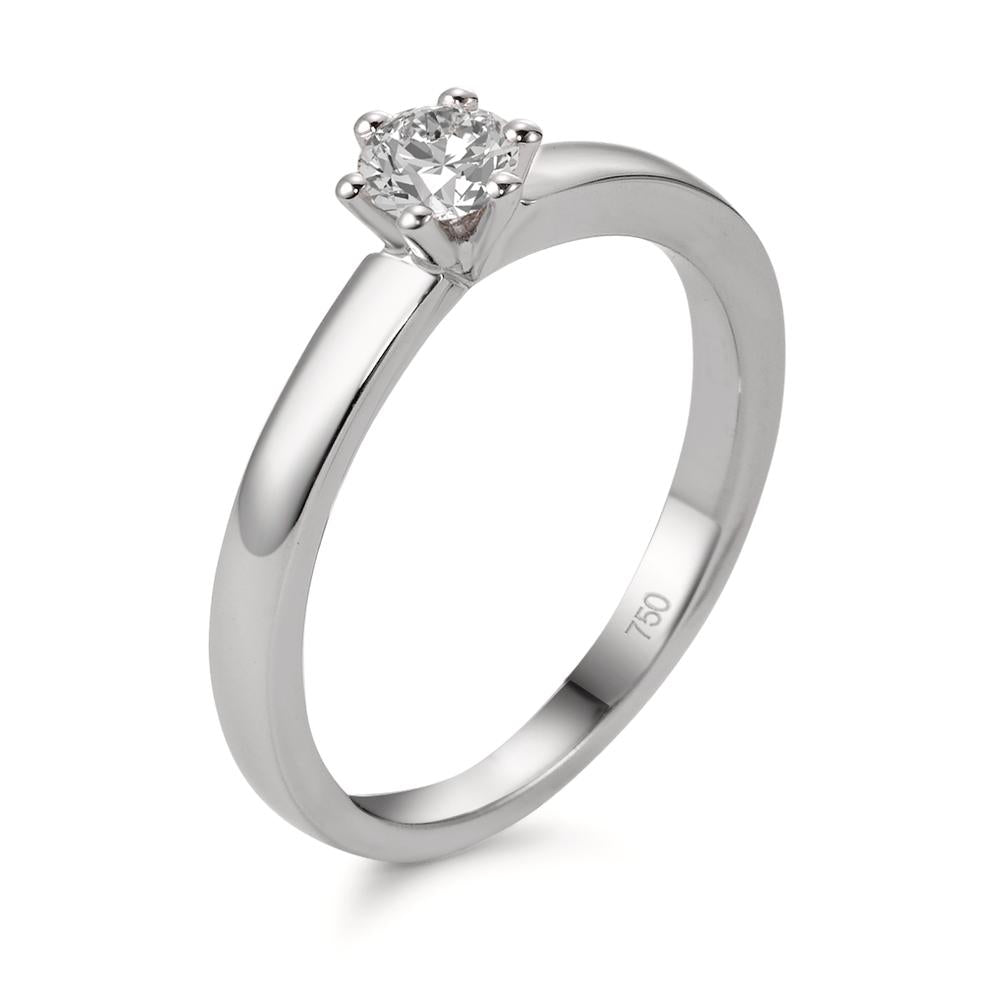 Solitär Ring 750/18 K Weissgold Diamant weiss, 0.33 ct, Brillantschliff, w-si