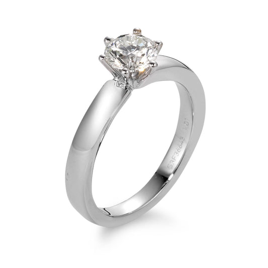 Solitär Ring 750/18 K Weissgold Diamant weiss, 0.50 ct, Brillantschliff, si, IGI Ø5 mm