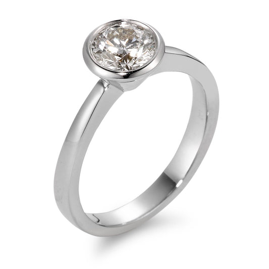 Solitär Ring 750/18 K Weissgold Diamant weiss, 0.50 ct, Brillantschliff, si, IGI Ø6.5 mm