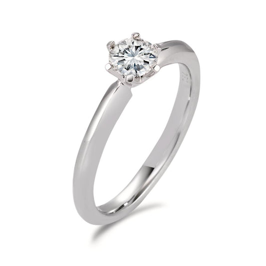 Solitär Ring 750/18 K Weissgold Diamant weiss, 0.50 ct, Brillantschliff, si, GIA Ø5.5 mm