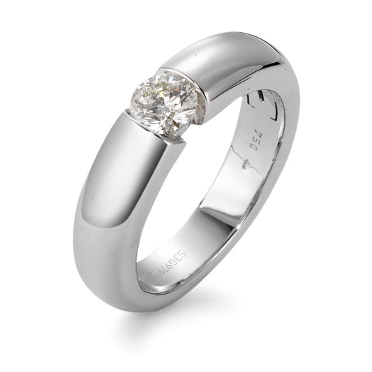 Solitär Ring 750/18 K Weissgold Diamant weiss, 0.50 ct, Brillantschliff, si, IGI Ø5 mm