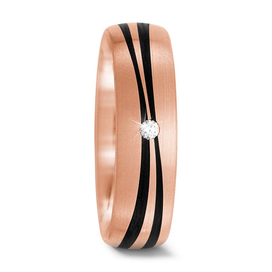 Partnerring 585/14 K Rosegold, Carbon Diamant 0.02 ct, tw-si