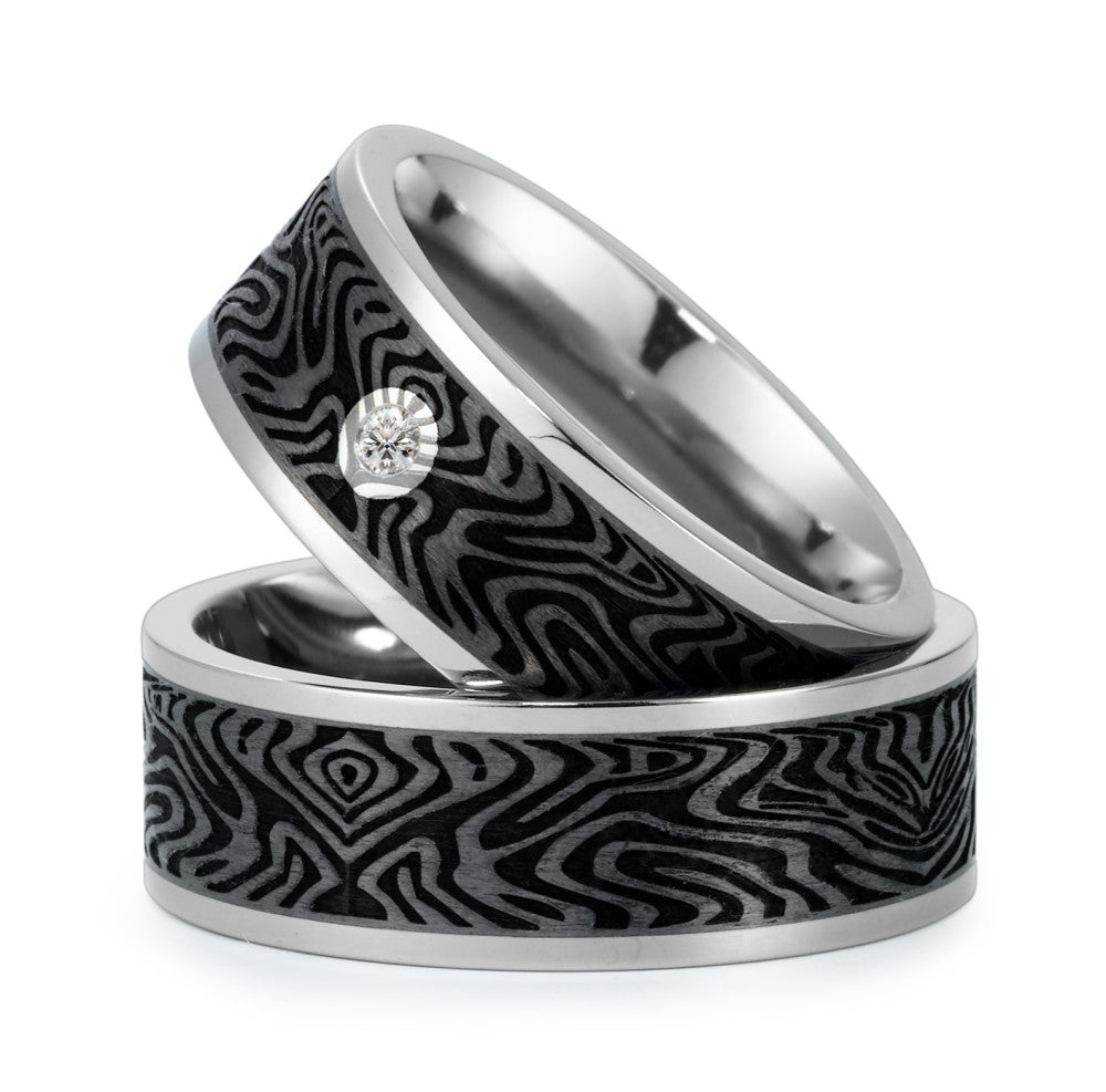 Partnerring Titan, Carbon Diamant 0.03 ct, w-si