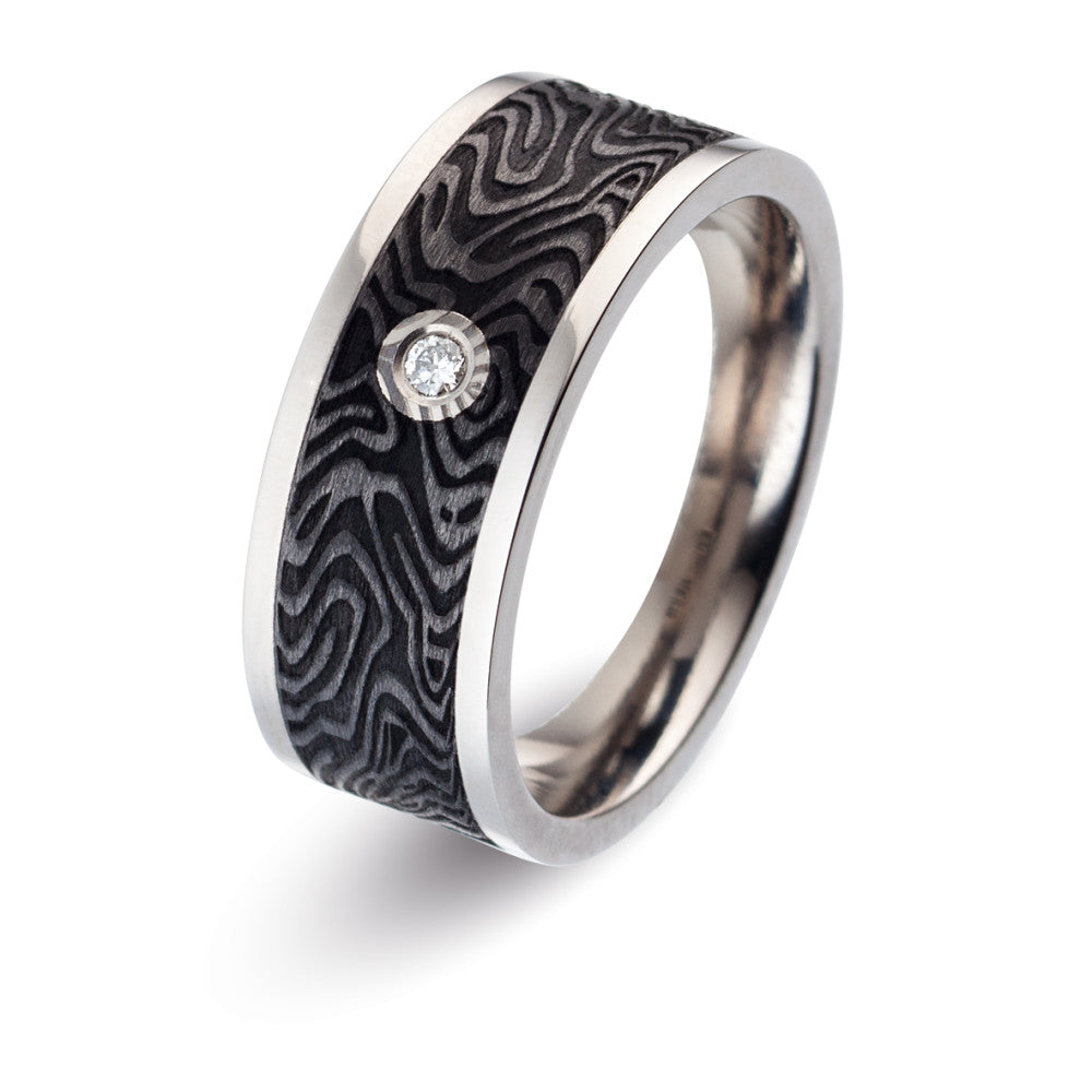 Partnerring Titan, Carbon Diamant 0.03 ct, w-si