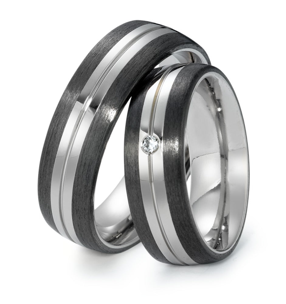 Partnerring Titan, Carbon Diamant 0.03 ct, w-si