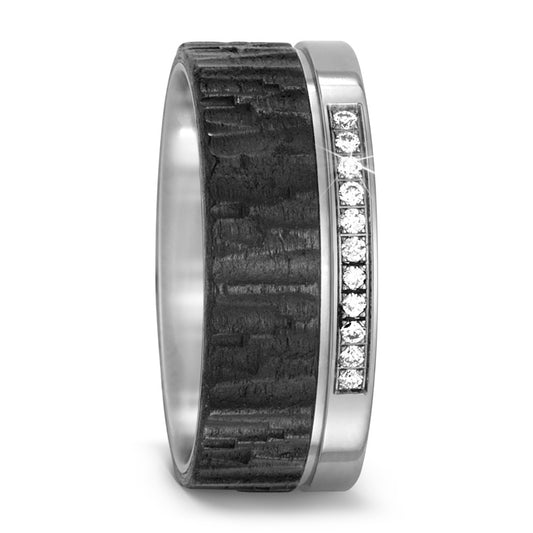 Partnerring Titan, Carbon Diamant 0.11 ct, 11 Steine, w-si