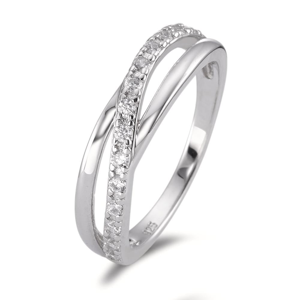 Fingerring Silber Zirkonia rhodiniert