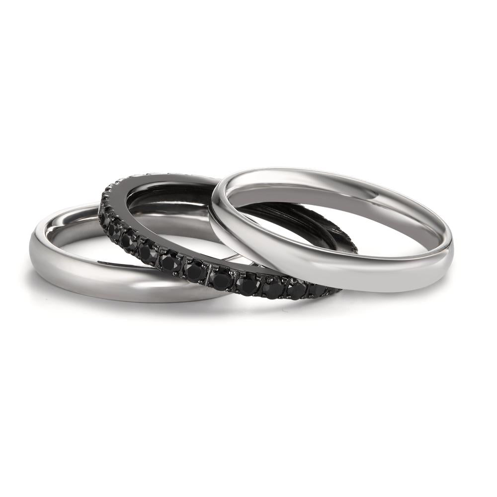 Memory Ring Edelstahl Zirkonia schwarz