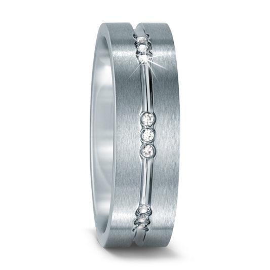 Partnerring Edelstahl Zirkonia weiss, 9 Steine