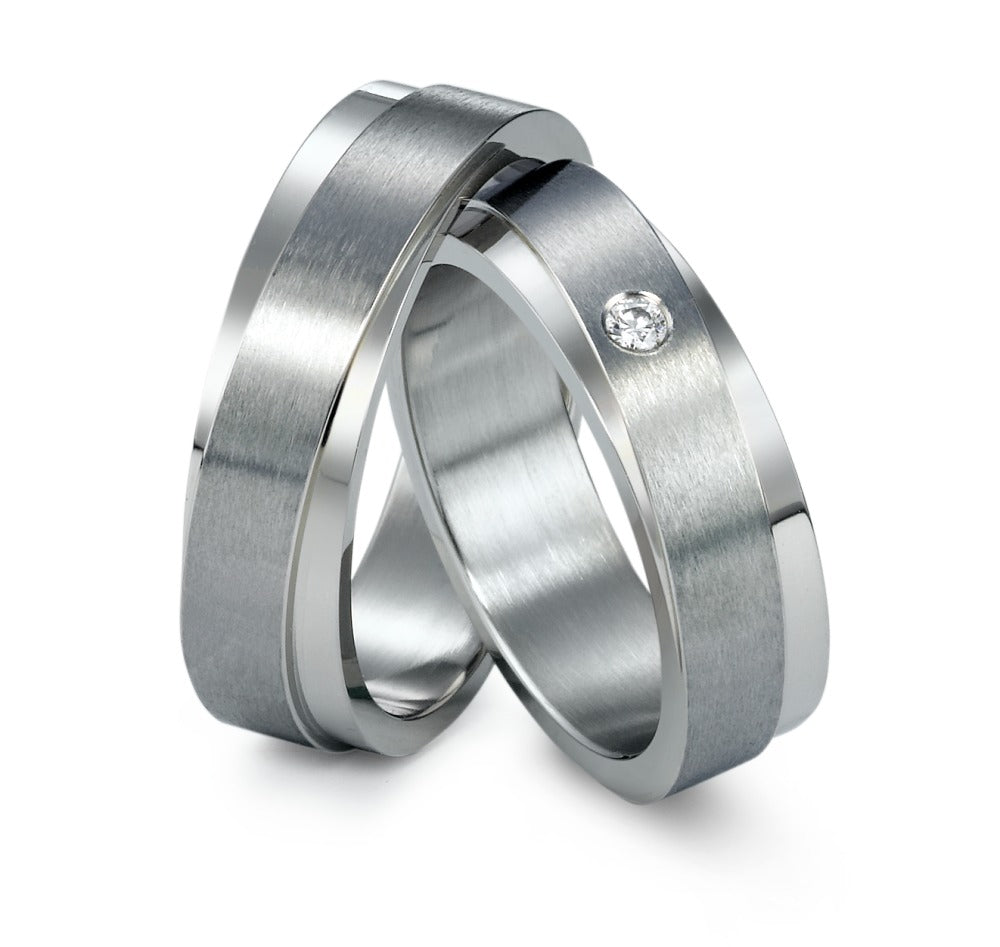 Partnerring Edelstahl Zirkonia