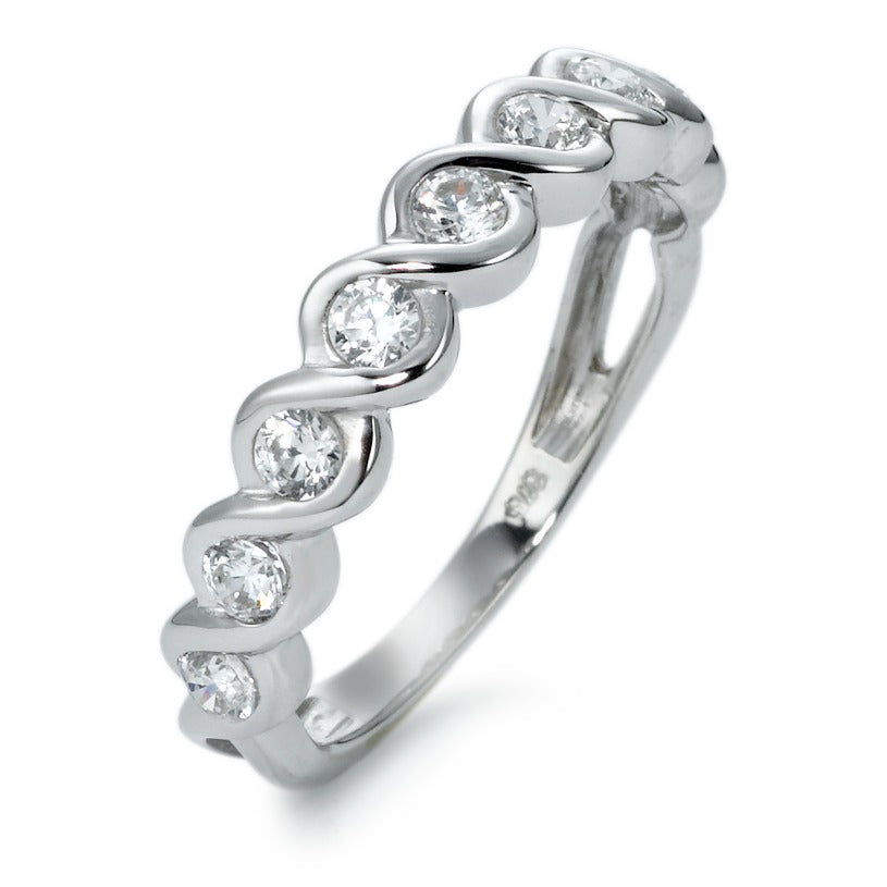 Fingerring 375/9 K Weissgold Zirkonia 9 Steine