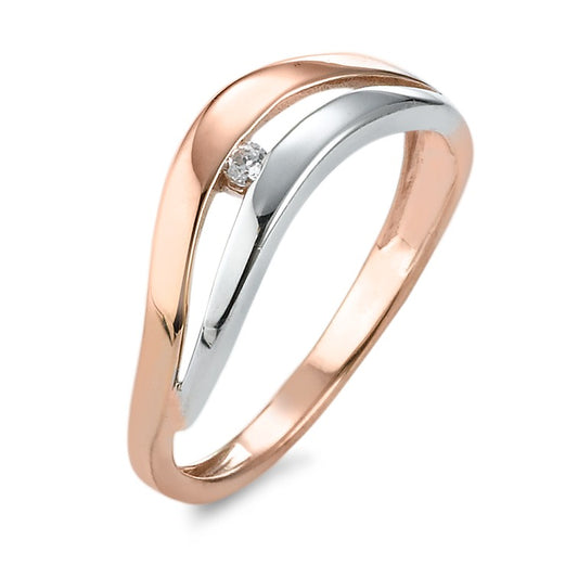 Fingerring 375/9 K Weissgold, 375/9 K Rosegold Zirkonia