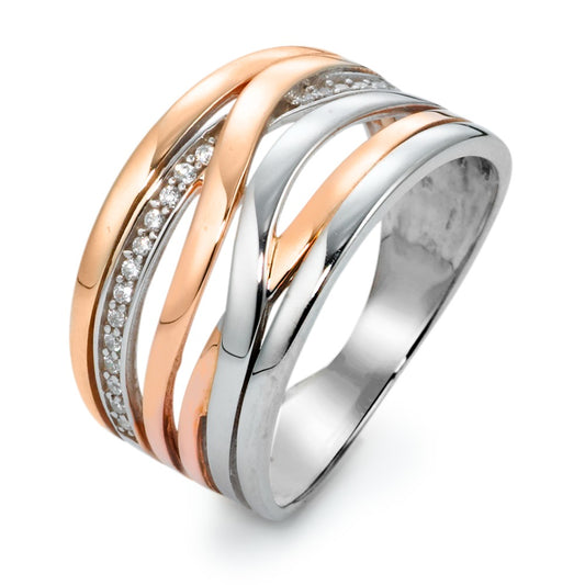 Fingerring Silber Zirkonia rosé vergoldet