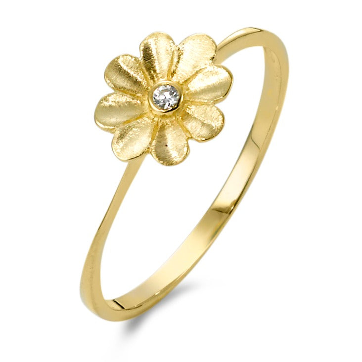 Fingerring 375/9 K Gelbgold Zirkonia Blume Ø8 mm