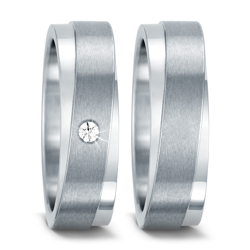 Partnerring Edelstahl Zirkonia