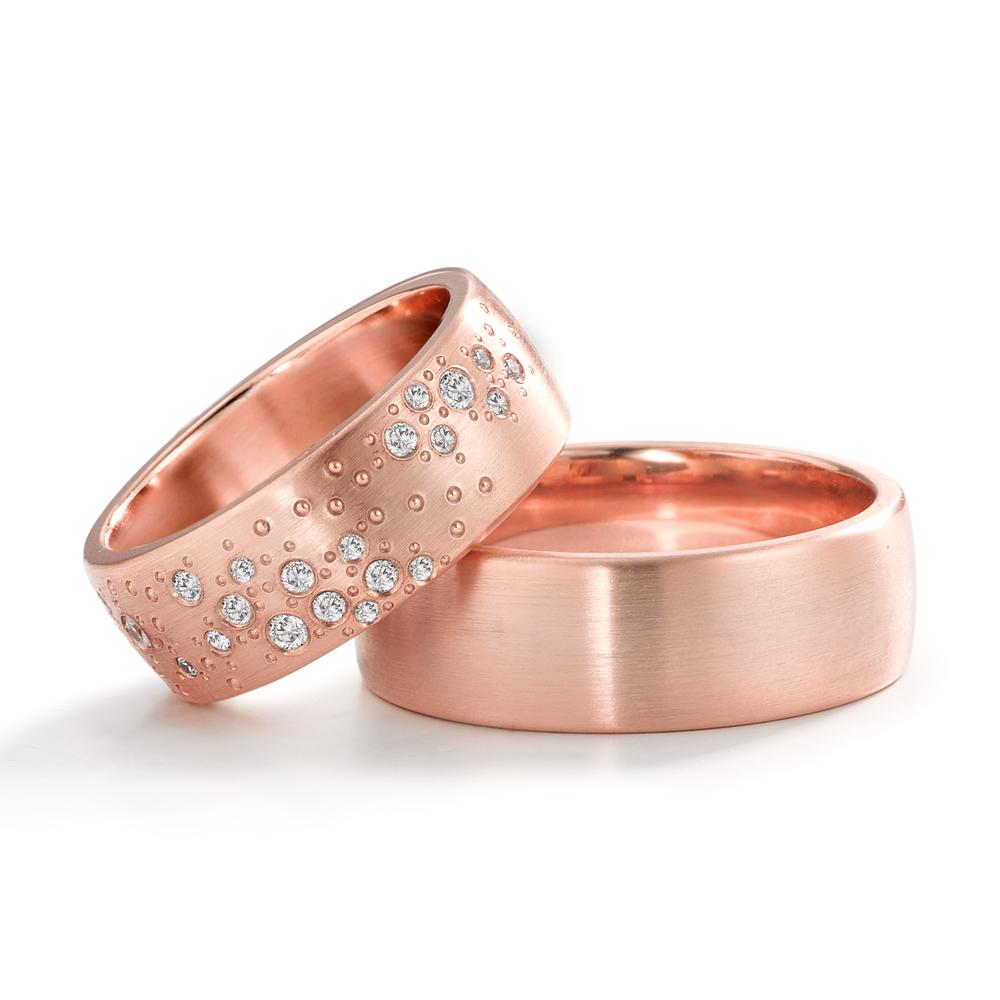 Partnerring 750/18 K Rosegold Diamant 0.20 ct, 24 Steine, tw-vsi