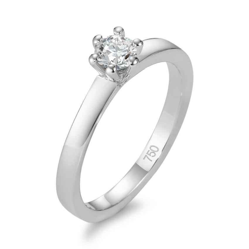 Solitär Ring 750/18 K Weissgold Diamant 0.25 ct, w-si