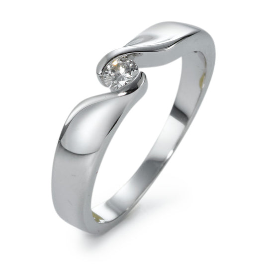 Solitär Ring 750/18 K Weissgold Diamant 0.10 ct, w-si